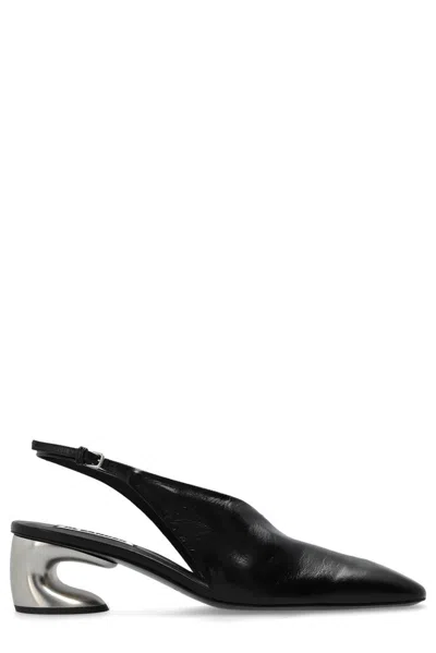 Jil Sander Sculpted Heel Slingback Pumps In Black