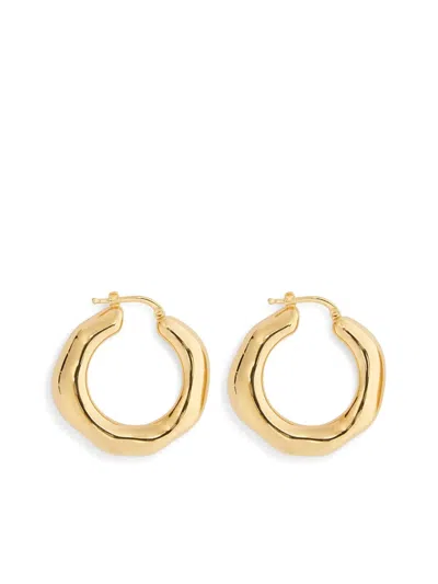 Jil Sander Sculpted Hoop Design Earrings In Gold