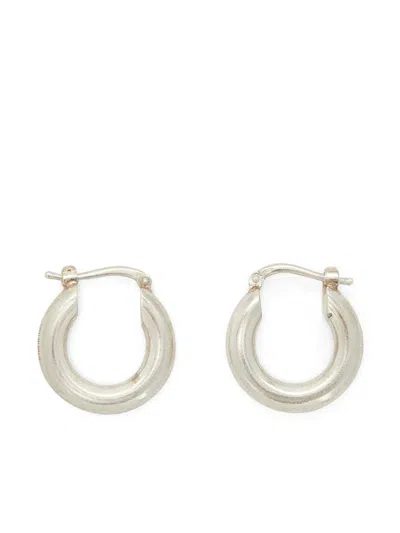 Jil Sander Sculpted Hoop Earings In Silver