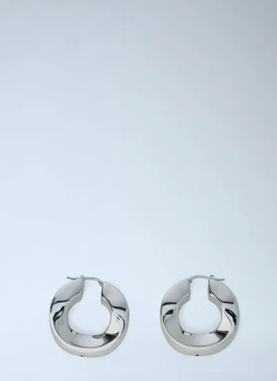 Jil Sander Sculpted Hoop Earrings In Silver