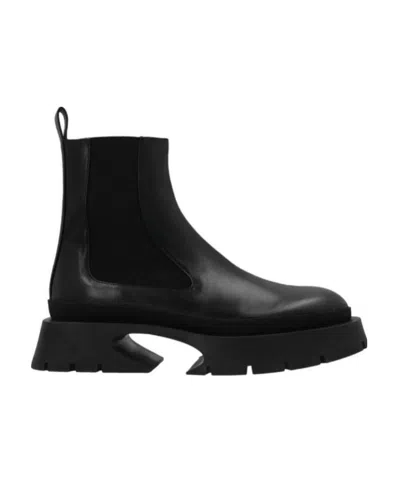Jil Sander Sculpted-sole Almond-toe Ankle Boots In Black