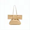 Jil Sander Sculptural Calf Leather Shoulder Bag With Oversized Bow Detail In Neutral