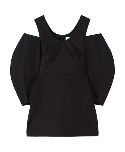 Jil Sander Sculptural-sleeve Poplin Blouse In Black