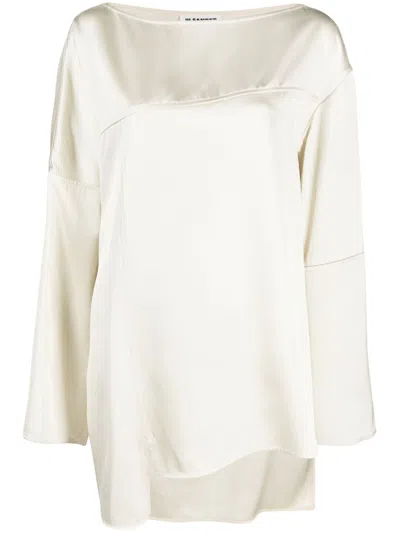 Jil Sander Seam-detail Crepe Blouse In Neutrals
