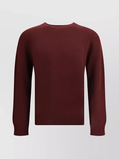 Jil Sander Seamless Ribbed Wool Sweater In Burgundy