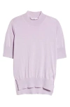 Jil Sander Seamless Short Sleeve Cashmere, Wool & Silk Sweater In Lilac Sky