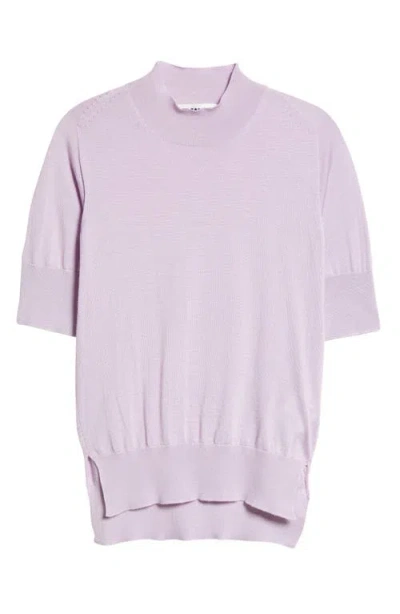 Jil Sander Seamless Short Sleeve Cashmere, Wool & Silk Sweater In Lilac Sky