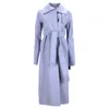 Jil Sander Secured Button Belted Trench Coat In Purple Cotton In Purple