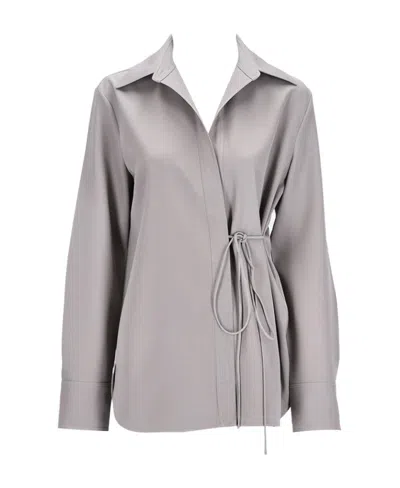 Jil Sander Self-tie Wool Shirt In Gray