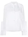 Jil Sander Collarless Cotton Button-down Shirt In White