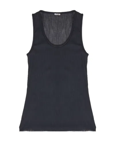 Jil Sander Semi-sheer Tank Top In Black