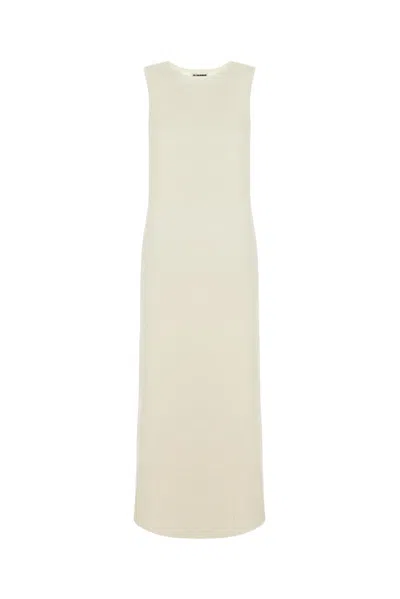 Jil Sander Wool Blend Knit Maxi Dress In White