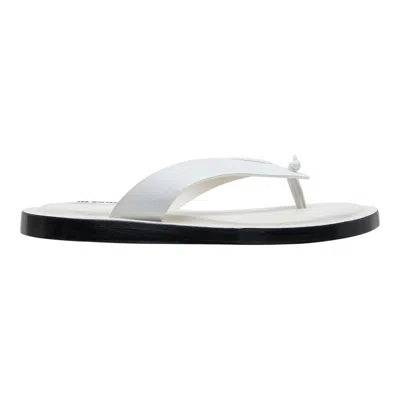Jil Sander Semi-shiny Calf Leather Slipper In White