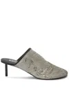 Jil Sander Metallic Mesh Stiletto Mule Pumps In 灰色
