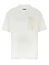 Jil Sander Cotton Crew Neck T-shirt With Fringed Brooch In White