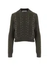 Jil Sander Geometric Pattern Sequin Embellished Wool Sweater In Green