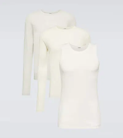 Jil Sander Set Of 3 Cotton Jersey T-shirts In Blue
