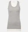 Jil Sander Fitted Sleeveless Top With Contrasting Hem Layer In Granite (100+103+030)
