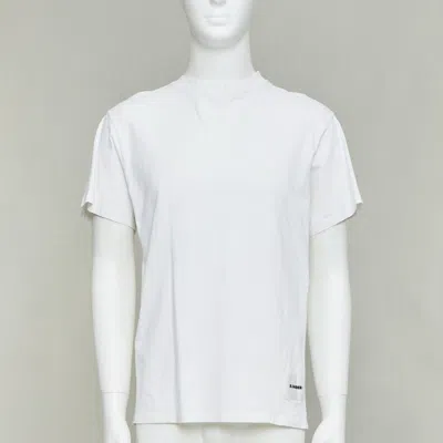 Pre-owned Jil Sander Set Of 3 White Cotton Black Logo Patch Crew Neck Tshirt S