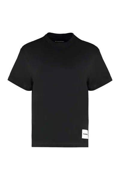 Jil Sander Set Of Three Cotton T-shirts In Black