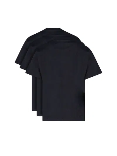 Jil Sander Set Of Three Cotton T-shirts In Black