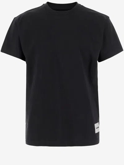 Jil Sander Set Of Three Cotton T-shirts In Black