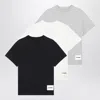 Jil Sander Set Of Three Cotton T-shirts With Logo Patch Women In Multi