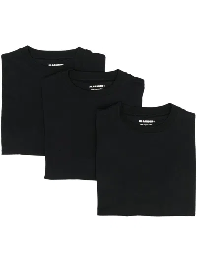 Jil Sander Set Of Three T-shirts In Black