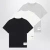 Jil Sander Set Of Three Cotton T-shirts With Logo Patch Women In Multi