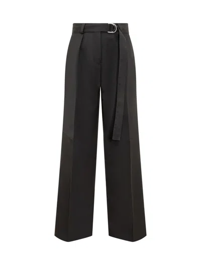 Jil Sander Sharp Wool Gabardine Trousers In Black