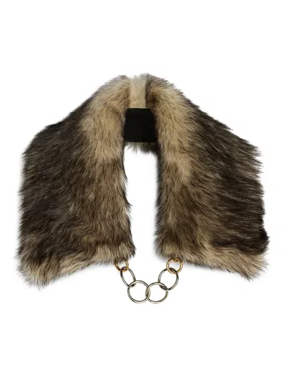 Jil Sander Shearling Chain Collar In Brown