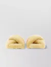 Jil Sander Shearling Cross Strap Open Toe Sandal