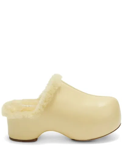 Jil Sander Shearling-lined Clogs In Peach