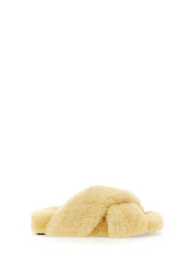 Jil Sander Shearling Sandal In Yellow