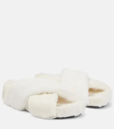 Jil Sander Shearling Sandals In Chalk