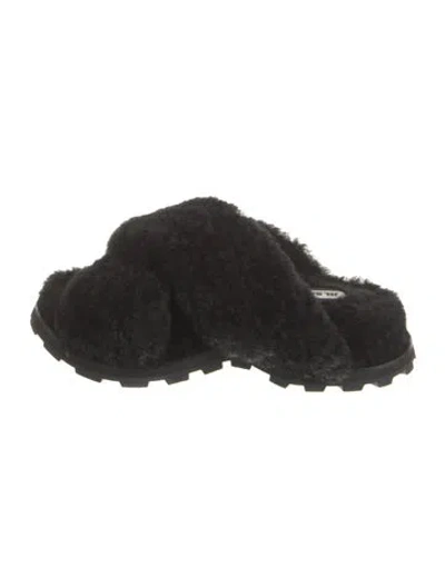 Pre-owned Jil Sander Shearling Slides In Black