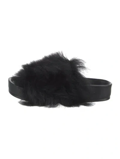 Pre-owned Jil Sander Shearling Slides In Black