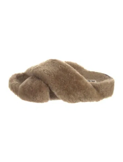 Pre-owned Jil Sander Shearling Slides In Brown