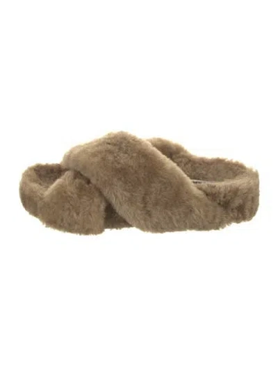 Pre-owned Jil Sander Shearling Slides In Brown