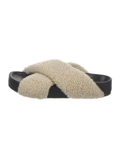Pre-owned Jil Sander Shearling Slides In Neutral