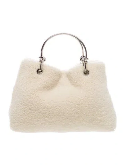 Pre-owned Jil Sander Shearling Top Handle Bag In Neutral