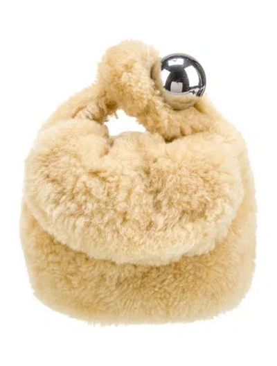 Pre-owned Jil Sander Shearling Top Handle Bag In Neutral