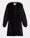Jil Sander Sheep Shearling Knit-sleeves Kaban Coat In Black