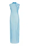 Jil Sander Sheer Double-layered Twisted Midi Dress In Blue