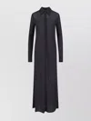 Jil Sander Sheer Fabric Knee Length Dress With Cuffed Sleeves In Black