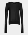 Jil Sander Sheer Knit Crewneck Sweater In Black
