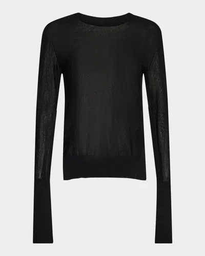 Jil Sander Sheer Knit Crewneck Sweater In Black