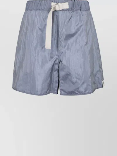Jil Sander Shiny Elastic Waistband Shorts With Back Pocket In Blue