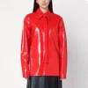 Jil Sander Shiny Linen Shirt With Red Tie In Red