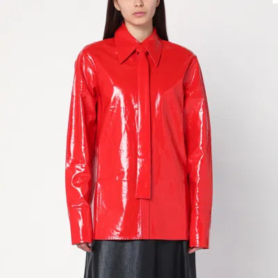 Jil Sander Shiny Linen Shirt With Red Tie Women